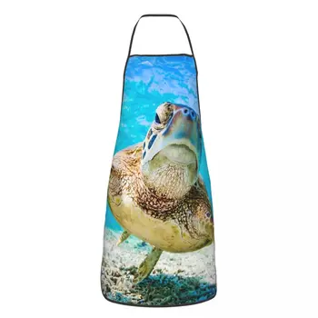 Голубая океанская морская черепаха Летние фартуки для плавания в виде морской черепахи для женщин и мужчин Шеф-повар кухни, готовящий скатерть, домашний нагрудник, выпечка, чистка 16