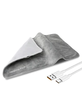 Электрическая грелка USB 5V для снятия судорог и болей в спине, Грелка с 59-дюймовым кабелем, Мини-одеяло с подогревом, 19,6 * 11,8 ДЮЙМА, Серый 17