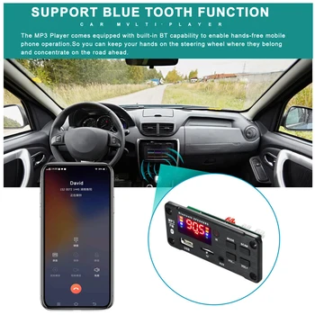 Черный автомобильный HD видео аудио декодер Плата MP3 декодера, совместимая с Bluetooth 5.0, поддержка светодиодной цифровой трубки, функция USB AUX FM-радио