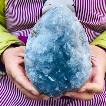 Натуральный голубой небесный кристалл, Пещерный кварцевый кластер, Образец энергетического целебного камня 1