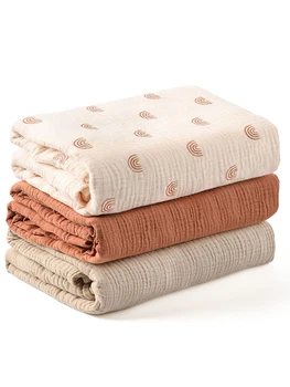 3 шт./компл. Мягкое дышащее одеяло для новорожденных, Муслиновые пеленальные одеяла 7