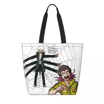 Многоразовая сумка-паук Нагито и Казуичи для покупок, женская холщовая сумка-тоут через плечо, моющиеся сумки для покупок Danganronpa 1