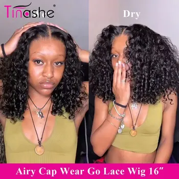 Tinashe Hair Wear & Go Бесклеевые Кружевные Передние Парики Из Человеческих Волос Air Cap Упругий Парик Волны Воды Pre-Cut 13x5 6x5 HD Парик С Закрытием Шнурка 8