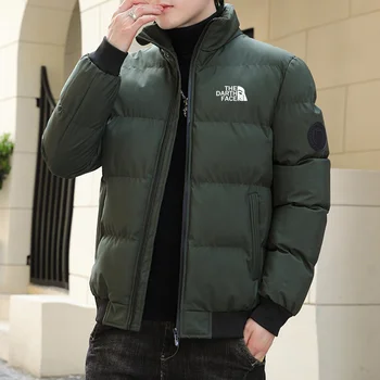 Мужские зимние куртки Модная повседневная ветровка со стоячим воротником, теплое пальто, верхняя одежда, куртка для кемпинга, мужская одежда большого размера 1
