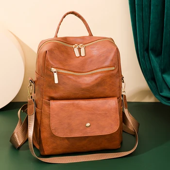 Женские рюкзаки, модная сумка через плечо, женский рюкзак большой емкости, женский дорожный рюкзак, школьная сумка для женщин и девочек из искусственной кожи 14