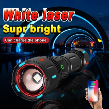 5000 мАч Ультра мощный лазерный светодиодный фонарик USB Перезаряжаемый светодиодный фонарь 18650 26650 с зумом, тактический фонарь, охотничий фонарь с дальним прицелом