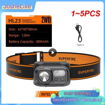1 ~ 5ШТ HL23 Мини Супер Яркая светодиодная фара Индукционная фара USB C Перезаряжаемый портативный головной фонарик Кемпинг Рыбалка