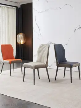 Легкий роскошный обеденный стул из массива дерева, современный минималистичный домашний ресторан, стул со спинкой, кожаный стол, стул для переговоров в кафе отеля 12
