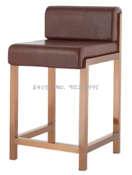 Стул для ювелирного магазина современный простой барный стул из нержавеющей стали, высокий стул со спинкой кассира на стойке регистрации, барный стул с высокой спинкой 14