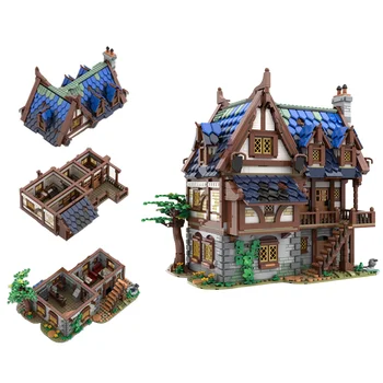 MOC Creative Building Blocks 2989 шт. Модель средневековой таверны и отеля, модель замка, детские игрушки для сборки, подарки для фестиваля