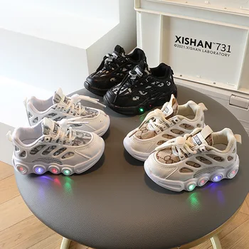 Детские кроссовки с подсветкой Детская обувь для мальчиков 1-5 лет и маленьких девочек Весенние и осенние одиночные туфли 11