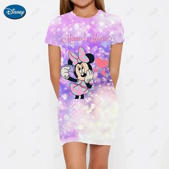 Летнее платье серии Disney Princess для девочек, облегающее платье с принтом, модное платье для вечеринок для милых девочек, Новое детское платье 2023 года 10