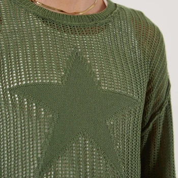 Мужской свитер Harajuku, Открытые Вязаные Пуловеры С Круглым вырезом, Осенний Винтажный звездный графический Гранж-Топ, Модный Хлопковый Свитер для женщин 3