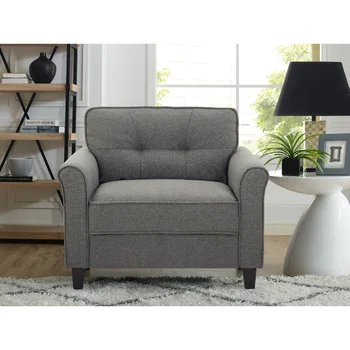 Решения для стиля жизни Кресло для отдыха Hactor с изогнутыми подлокотниками, тканевые стулья Heather Grey для мебели для спальни 5