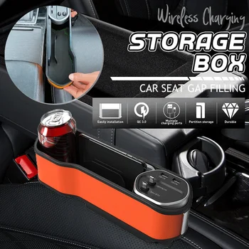 Новый Автомобильный Органайзер С Зарядным Кабелем, Коробка Для Хранения IOS/Android/Type C, Двойной USB, Заполняющий Зазор В Автокресле, Беспроводной USB Car Quick Cha 20