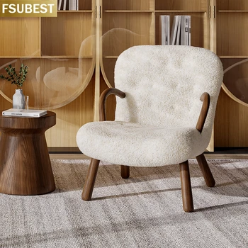 Лучшая современная мебель для гостиной, тканевое сиденье для дома, дизайнерский акцент для гостиной, кресло для отдыха из овчины VB1 15