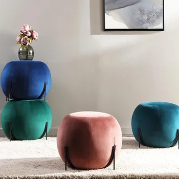 Современный дизайн дома, красочная бархатная обивка, круглые низкие стулья для пеленания, пуф, пуфик-оттоманка 6