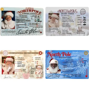 Рождественская открытка 2023 года, Водительские права Санта-Клауса, Водительские права в канун Рождества, Рождественский подарок для детей, Рождественское украшение 16