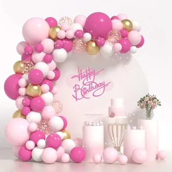 Набор розовых воздушных шаров Белое золото Розовый воздушный шар Принцесса на один день Рождения Детский душ Украшение свадебной вечеринки 8