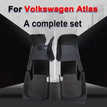 Автомобильные коврики для Volkswagen VW Atlas Teramont CA1 2017 ~ 2022 Автозапчасти для интерьера Напольный коврик Роскошный кожаный коврик Автомобильные аксессуары 15