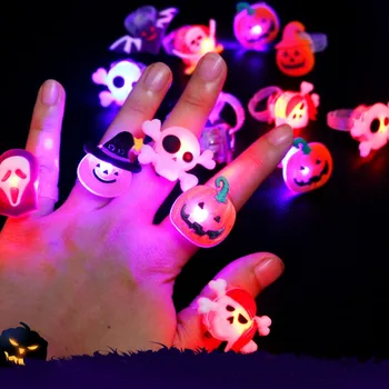 Украшения на Хэллоуин Creative10pcs Милая светящаяся кольцевая брошь в виде тыквы с призрачным черепом, кольца для детских подарков, принадлежности для вечеринки на Хэллоуин 11