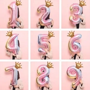 32-дюймовые фольгированные шары с номером короны, номер украшения для вечеринки с днем рождения 0 1 2 3 4 5 6 7 8 9 фольгированные шары 15