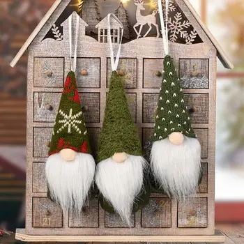 Украшения для рождественской вечеринки, Очаровательные украшения в виде рождественских гномов ручной работы, набор из 3 праздничных вязаных шапок с пышными бородами, Безликий 5