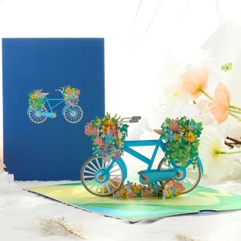 3D Всплывающие Цветы Открытка На День Рождения Подарки На Годовщину Открытка Велосипед Цветочные Приглашения На Свадьбу Поздравительные Открытки для Девочки 18