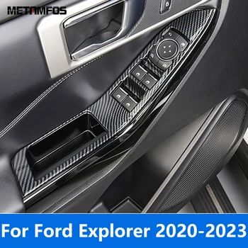 Для Ford Explorer 2020 2021 2022 2023 Крышка Переключателя Стеклоподъемника Из Углеродного Волокна Отделка Внутренней Рамы Подлокотника Аксессуары Для Укладки Автомобилей 9