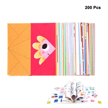 Набор бумаги для оригами для детей, обучающие двухсторонние обучающие игрушки, складные поделки для начинающих, яркие красочные учебные пособия 1