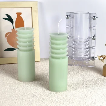 Цилиндрическая форма для свечей в 3D полоску, Набор для изготовления геометрических ароматерапевтических свечей 