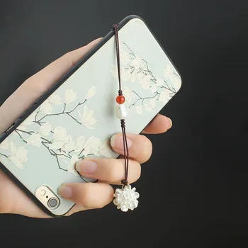 Подвеска-цепочка для мобильного телефона с имитацией жемчужного цветка в китайском стиле, минималистичный шнурок, креативный женский USB-накопитель с защитой от потери 3