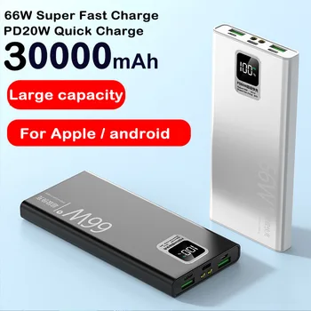 PowerBank мощностью 66 Вт, 30000mAh, USB-выход, сверхбыстрая зарядка, внешний аккумулятор Powerbank для iPhone Huawei Xiaomi Samsung Powerbank 7