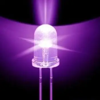 30ШТ Супер яркий круглый УФ-излучающий диод F5 5 мм с фиолетовым светодиодным излучением 390-395nm Фиолетовая лампа F5 LED light для самодельных светильников 5