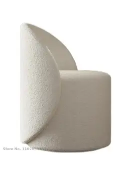 Скандинавский минималистичный легкий роскошный туалетный стул для спальни, стул для макияжа в гостиной, балкон, салон красоты, вращающаяся спинка из бархата ягненка 3