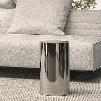 итальянский журнальный столик в минималистичном цилиндре, роскошные металлические круглые столики из стали для гостиной в современном стиле 7