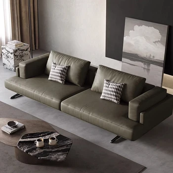 Кожаное современное кресло-диван на полу в скандинавском стиле, роскошный эргономичный диван для отдыха, Зеленый прямой диван для чтения, мебель для гостиной 9