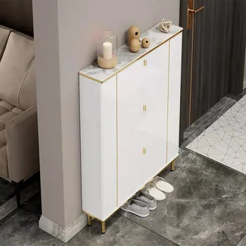 Компактный Организованный шкаф для обуви Ультратонкие Современные шкафы для гостиной Белая мебель для прихожей Zapatero Blanco XG0012 5