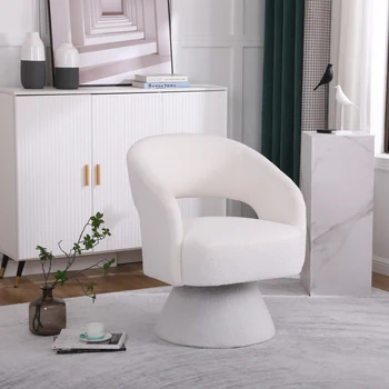 Поворотный акцентный стул, кресло-бочонок из ткани для гостиной, спальни 22