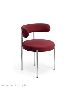 Скандинавский легкий роскошный металлический стул для отдыха из нержавеющей стали бытовой ягненок бархатный стул для макияжа дизайнерский образец спинки столовой 3
