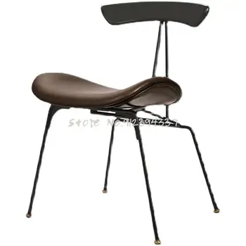 Обеденный стул в скандинавском ретро-индустриальном стиле, лофт, простая квартира, дизайнерский стул из кованого железа, спинка для переговоров и отдыха 12