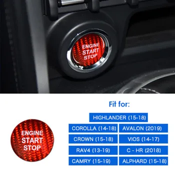 Отделка крышки кнопки запуска и остановки двигателя из углеродного волокна красного цвета для Toyota 86 Corolla RAV4 Camry CHR 14