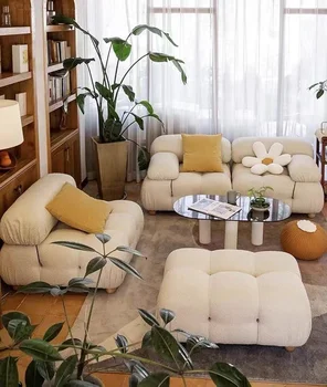 Тканевый диван-модуль, комбинированная гостиная, спальня, хлебный куб, минималистичный двухместный диван для трех человек, свободный комбинированный диван 16